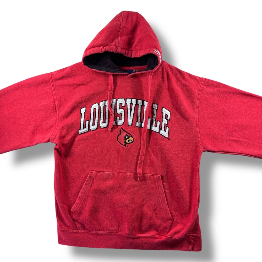 Louisville Cardinals Old Varsity Brand Letter Hoodie Red Mens Large NCAA